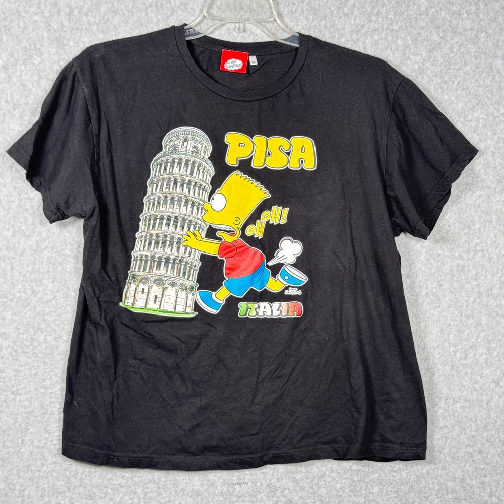The Simpsons Bart Pisa Italia Graphic T-Shirt XL Black 2013 20th Century Fox